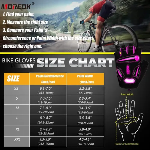 Miniatura 6 de MOREOK Guantes de ciclismo para hombresmujeres-almohadilla de gel de 0.197 in guantes de ciclismo de medio dedo bicicleta de carretera MTB guantes