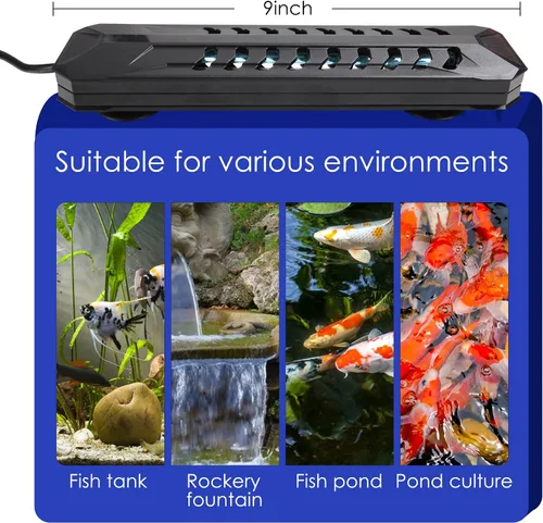 Miniatura 8 de TAISHAN Luz limpia para acuario, luz sumergible de 15 W con temporizador, doble tubo para acuario de agua, verde, transparente, impermeable, lámpara