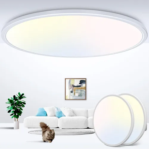 Miniatura 38 de Zemty Paquete de 8 lámparas de techo LED de montaje empotrado de 12 pulgadas, lámpara de techo súper delgada de 28 W 3200 lm, lámpara de techo Negro