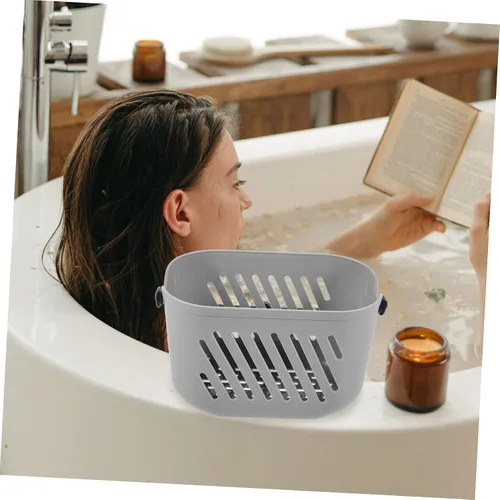 Miniatura 7 de Cesta de almacenamiento de mano de baño de plástico gris montado en la pared