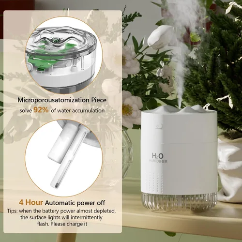 Miniatura 4 de HOTBAG Minihumidificador portátil para plantas de interior 500ml, pequeño humidificador de niebla fría USB recargable, minihumidificador