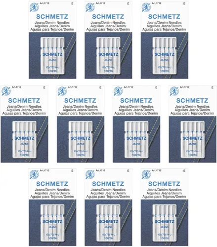 Miniatura 10 de SCHMETZ Agujas para máquina de coser Jean & Denim - Agujas de precisión para tela pesada, tamaño 100/16, tarjetas de 5 agujas, paquete de 1