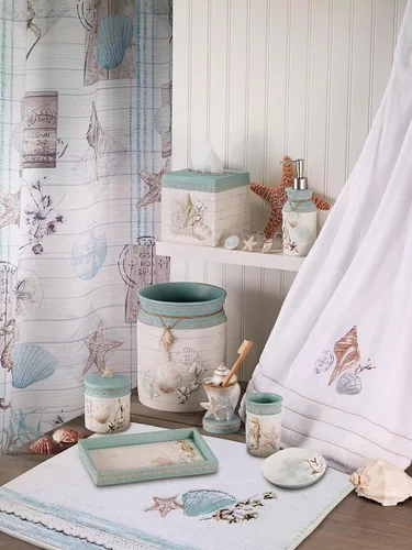Miniatura 2 de Avanti Linens - Vaso, organizador de encimera, accesorios de baño elegantes de granja (colección de conchas de granja)