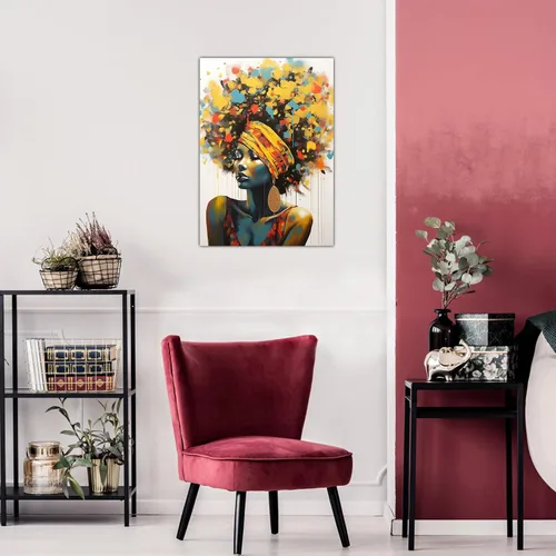Miniatura 282 de Arte de pared afroamericano, decoración de rey y reina bailarín negro para sala de estar, arte de pareja de amor negro para dormitorio, lienzo