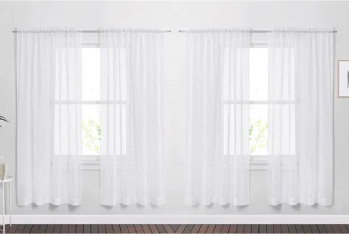 Miniatura 19 de NICETOWN Cortinas traslúcidas de gasa para ventana de dormitorio, bolsillo para barra, elegantes cortinas traslúcidas ligeras que llegan al suelo