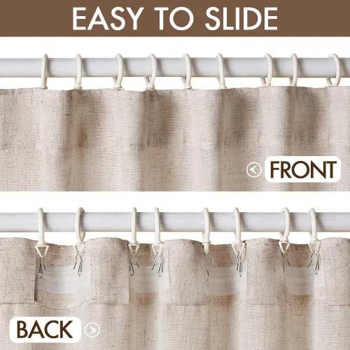 Miniatura 3 de MIULEE Cortinas de lino natural de 84 pulgadas de largo 2 paneles, con pestaña trasera con cinta plisada, cortinas de textura de lino suave y gruesa