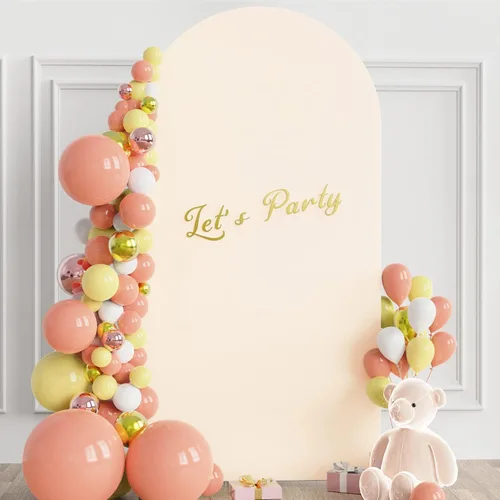 Miniatura 4 de Wokceer Funda para Arco de Boda de 6.6 Pies de Spandex Ajustada Cubiertas para Soporte de Arco de Boda Parte Superior Redonda Chiara Funda de Telón