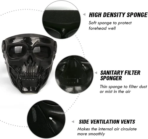 Miniatura 3 de Outamateur Máscara de calavera para montar en carretera, gafas de moto UV
