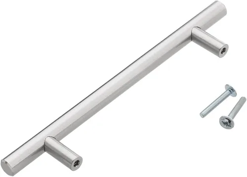 Miniatura 9 de 701SN - Manijas de gabinete de cocina con barra en T de estilo europeo sólido y moderno (3 pulgadas entre agujeros centrales, 1 unidad)