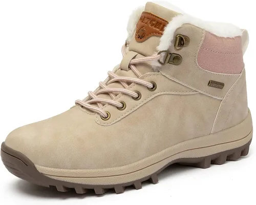 Mishansha - Botas de senderismo, con forro de cuero, resistentes al agua y antideslizantes para hombre o mujer, hasta el tobillo, de invierno