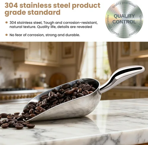 Miniatura 9 de Cuchara de hielo de acero inoxidable 304 de 8 onzas para congelador y máquina de hielo, paquete de 2 unidades, cuchara de metal resistente, apta