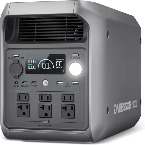 DABBSSON - Estación de energía portátil de 2048 Wh, LiFePO4 semi-sólido seguro, potencia de aumento de 3300 W, salida de CA de 2200 W ×6, 41 lb,