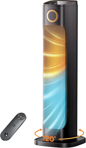 Combo de calentador de patio y ventilador para uso en interiores, torre portátil eléctrica de 1500W para espacios exteriores con control remoto,