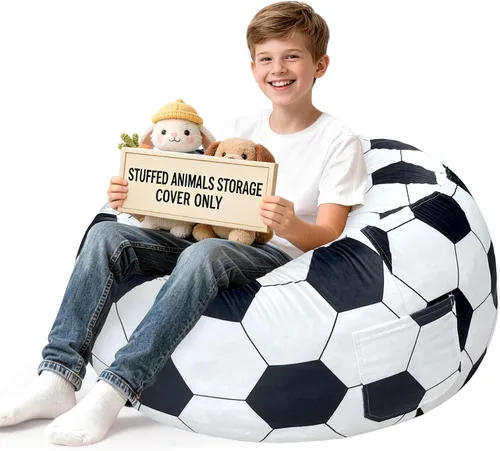 Miniatura 44 de Lukeight - Puf de almacenamiento de animales de peluche para niños, funda para puf de dinosaurio con cremallera para organizar la habitación