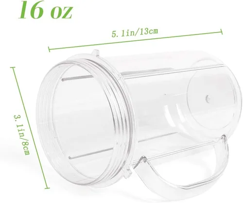 Miniatura 2 de Vasos de repuesto de 16 onzas para Magic Bullet, 6 piezas/juego de piezas compatibles con batidora Magic Bullet de 250 W MB1001, incluye tazas