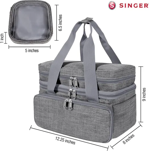 Miniatura 6 de Organizador de Accesorios de Costura SINGER (Solo Bolsa) – Bolsa de Almacenamiento de Costura Portátil de Doble Capa 2 Fundas Desmontables y 18