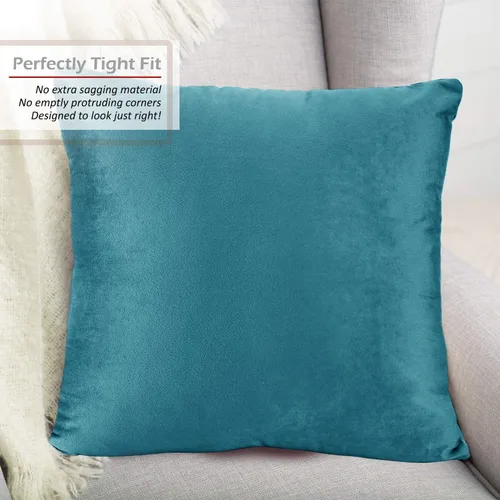 Miniatura 4 de Nestl Fundas de cojín de terciopelo acogedoras para exterior, fundas de cojín decorativas suaves y lisas de 18x18 pulgadas para sofá, cama y Azul