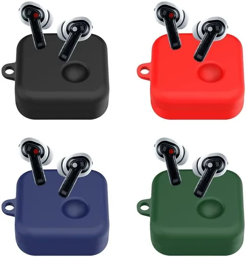 Miniatura 8 de DAYJOY - Juego de 2 fundas protectoras de silicona de goma suave compatible con auriculares TWS, funda protectora con llavero para nada de oreja (1)