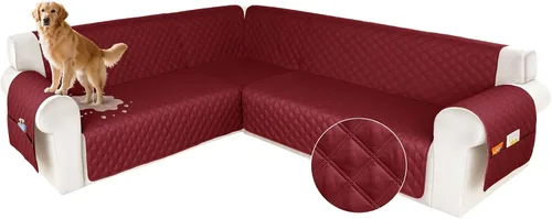 Miniatura 39 de HDCAXKJ Funda impermeable para sofá modular en forma de L, fundas seccionales de esquina lavables, a prueba de mascotas, protector de muebles