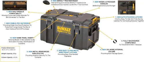 Miniatura 5 de Caja de herramientas DS300 duradera con sello IP65, carga de 110.2 lbs, bloqueo automático, bandeja extraíble y diseño listo para rastreador, ideal