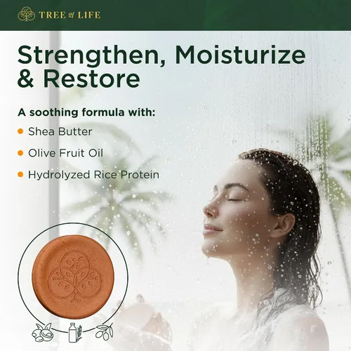 Miniatura 3 de Tree of Life Barra de champú de agua de arroz, cuidado del cabello con proteína de arroz sin sulfato que fortalece, repara y proporciona control