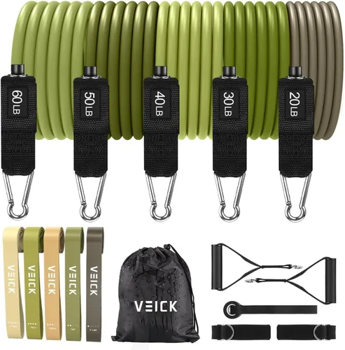 Miniatura 18 de VEICK Bandas de resistencia, bandas de ejercicio, bandas de entrenamiento, bandas de resistencia para entrenar con asas para hombres y mujeres