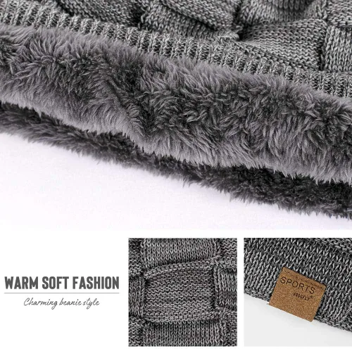 Miniatura 35 de Vgogfly Slouchy Beanie for Men Winter Hats for Guys Cool Beanies Mens Lined Knit Warm Thick Skully Stocking Binie Hat