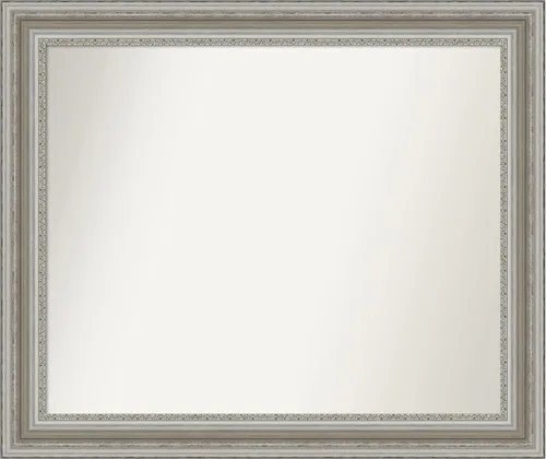 Miniatura 60 de Amanti Art Espejo de baño plateado para sobre el fregadero, 26 x 26 pulgadas, espejo cuadrado de plata antigua, marco de madera tradicional mediano