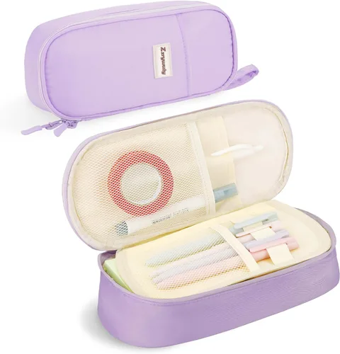 Miniatura 8 de Zzrywuty - Estuche de bolígrafos con cremallera, estuche de lápices portátil para oficina y viajes, estuche grande para lápices para adolescentes