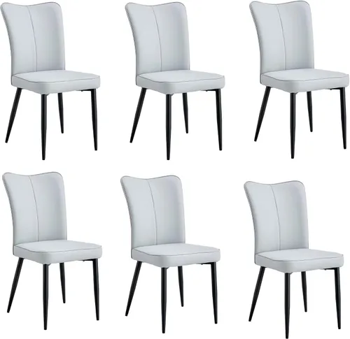 Miniatura 20 de Juego de 4 sillas de comedor modernas, juego de sillas de cocina de piel sintética, asiento tapizado acolchado grueso, sillas laterales negras sin