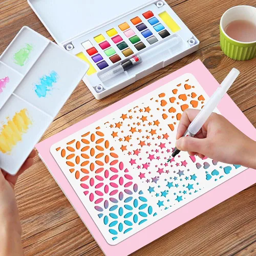 Miniatura 3 de OOTSR 12 plantillas de pintura de dibujo, plantillas de dibujo para manualidades, reutilizables, plantillas de plástico para pintar sobre madera