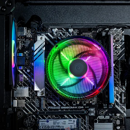 Miniatura 10 de Cooler Master Enfriador de aire i70 de bajo perfil para CPU, aletas de aluminio negro anodizado con ventilador de 120 PWM, base de inserción
