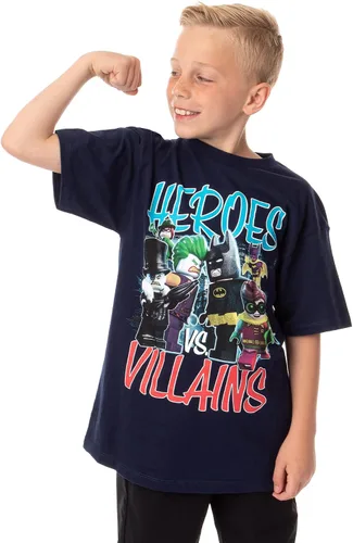 LEGO Batman The Movie Boys Heroes Vs. Villains - Camiseta de personajes, Azul marino, Grande