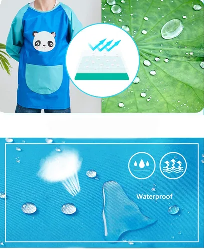 Miniatura 6 de Delantales de manga larga para niños y niñas, impermeables, con bolsillos, para pintar y pintar, de 3 a 12 años Rosado