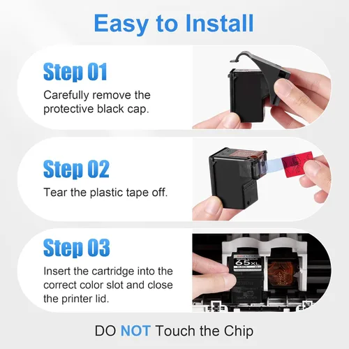 Miniatura 5 de Paquete combinado de cartuchos de tinta de color negro 65XL para HP Ink 65XL 65 funciona con HP Envy 5055 5000 5052 5010 5070 5014 5052 5058 Deskjet