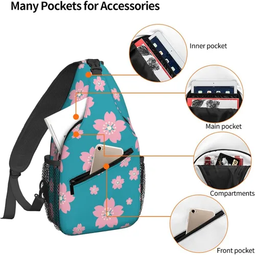 Miniatura 4 de NiuKom Mochila cruzada para el pecho, bolsa cruzada para el hombro, gimnasio, ciclismo, viajes, senderismo, para mujeres y hombres, Primavera