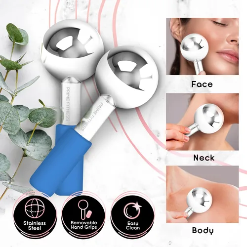 Miniatura 2 de Globos de hielo para faciales Rodillo de enfriamiento de acero irrompible Bastones criogénicos para rostro Masajeador para rostro, cuello
