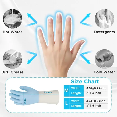 Miniatura 5 de Household Rubber Gloves Non-Slip Dishwashing Cleaning for Kitchen & Bathroom Reusable (2 Pairs Pink+Blue)