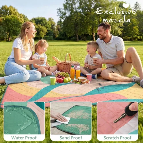 Miniatura 4 de Exclusivo Mezcla Manta de picnic impermeable de 60 x 80 pulgadas, manta de camping moderna a prueba de arena de poliéster floral multicolor grande