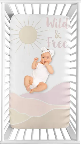 Miniatura 8 de Sweet Jojo Designs Boho Desert Sun Girl - Sábana bajera ajustable para cuna para bebé o niño pequeño, color rosa, malva, dorado, gris pardo