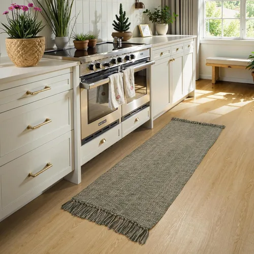 Miniatura 23 de Collive - Tapete de pasillo de cocina, 2 x 4.3 pies, tejido a mano, reversible, lavable, de algodón, color blanco/beige, para baño, pasillo