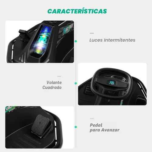Miniatura 9 de Coche de deriva giratorio de 360 grados, Go Kart eléctrico de 24 V para niños con ruedas de repuesto, alta/baja velocidad, motor sin escobillas