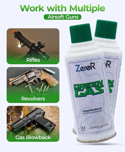 Miniatura 7 de ZeroR® Green Gas Fuel for Airsoft Pistols 13.5 fl oz Each (11.8 oz by Total Weight)