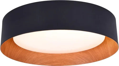 Miniatura 11 de Bargeni Lámpara de techo empotrada, lámpara de techo LED de 12.5 pulgadas, 5CCT regulable/2700K-6000K/20W, negro mate con acento de madera, montaje