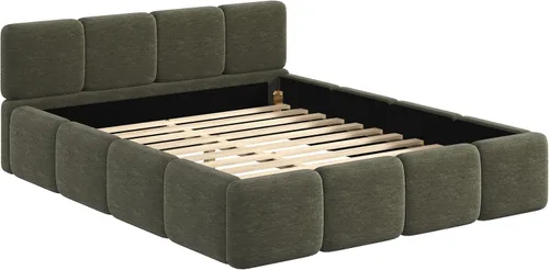 Miniatura 5 de Harper & Bright Designs Boucle - Base de cama de plataforma, tamaño Queen, plataforma estilo bloque, cama tapizada con conexión a tierra