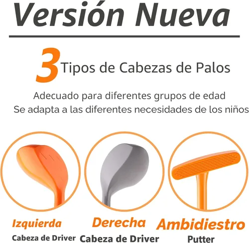 Miniatura 2 de iPlay, iLearn - Juego de juguetes de golf para niños con cabezal izquierdo y derecho, juguete deportivo para niños de 3 a 5 años, juego de golf