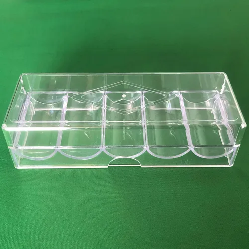 Miniatura 2 de Bandeja de soporte de fichas de póquer, 10 unidades de acrílico transparente con cubierta de accesorios de mesa de póquer