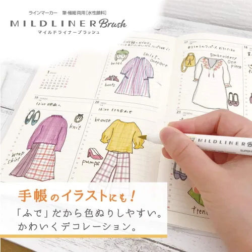 Miniatura 4 de Zebra Highlighter Mildliner Brush Refined Color 5 Colores Set Set WFT8-5C-RC