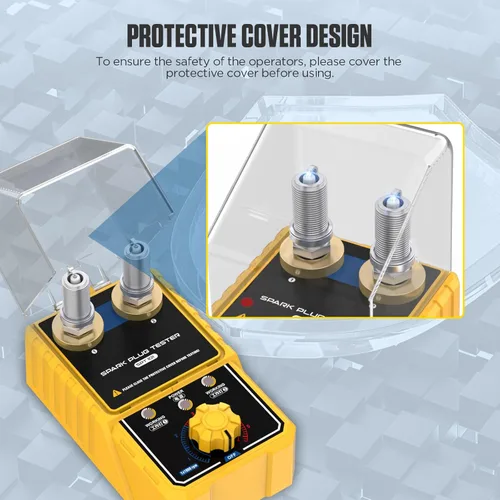 Miniatura 5 de SPT101 Probador de bujías de doble orificio - Probador de bobina de encendido ajustable de 0-6000 rpm con cubierta protectora Herramienta