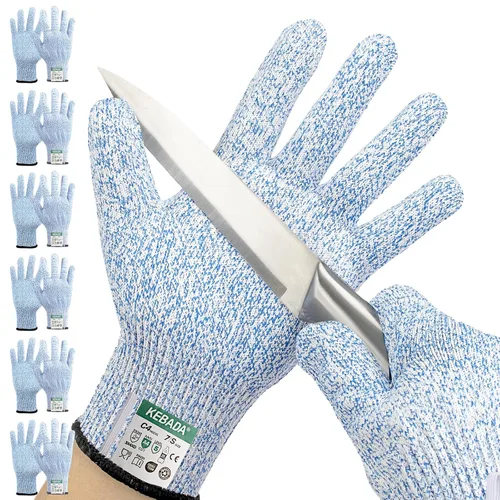 Miniatura 8 de Kebada Guantes resistentes a cortes, guantes de corte ANSI A2, revestimiento de poliuretano, pantalla táctil, modelo multiusos C2, 1 par, grande Gris